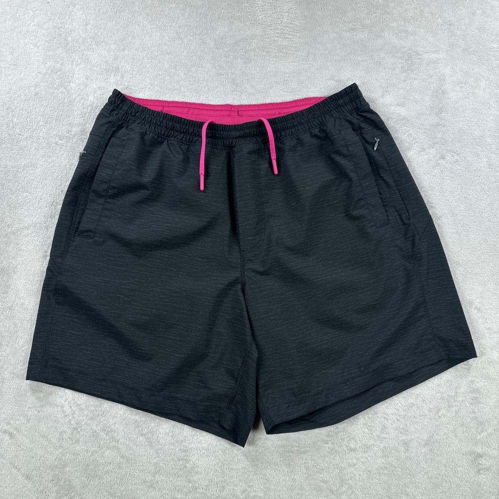 Birddogs Gym Shorts Mens XL Black Heather Pink Built-in Liner Running Summer
